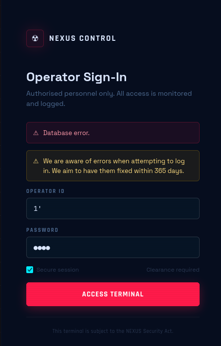 Erreur Database Error