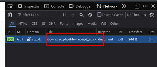 Requête de téléchargement interceptée
