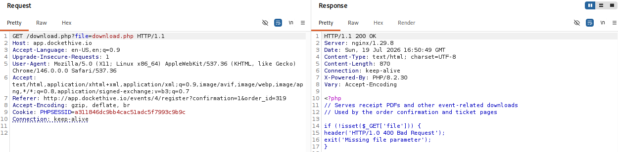 Code source PHP divulgué
