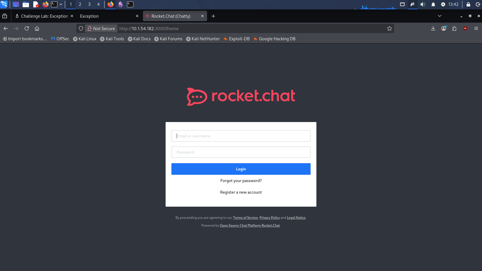 Interface Rocket.Chat port 3000