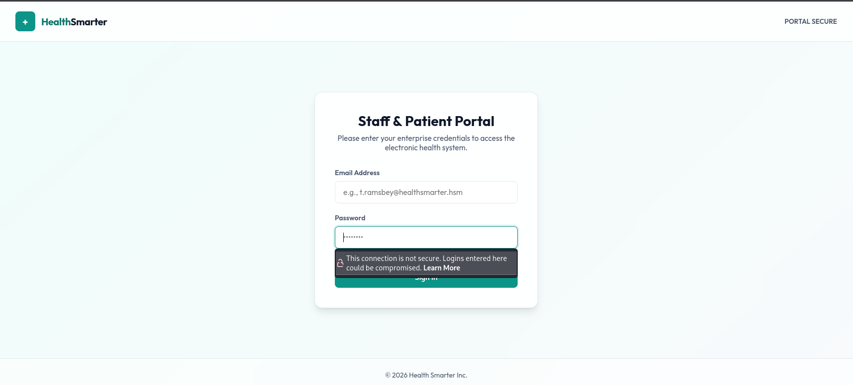 Page de connexion Health Smarter