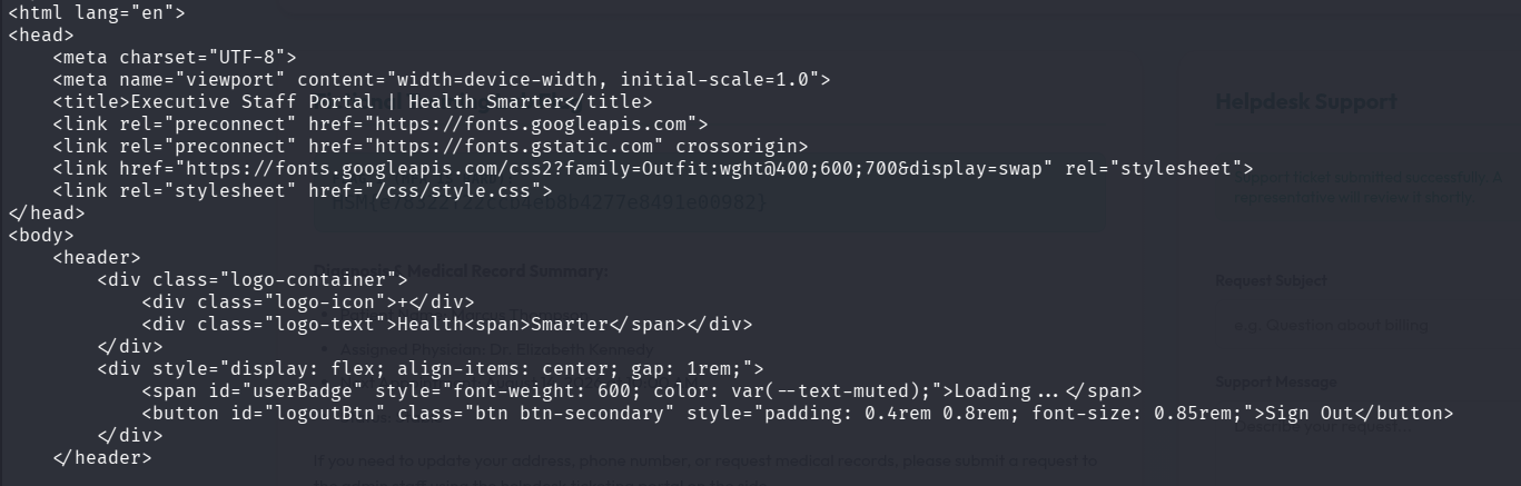 HTML admin reçu sur le serveur