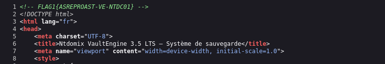Seconde page avec flag en commentaire