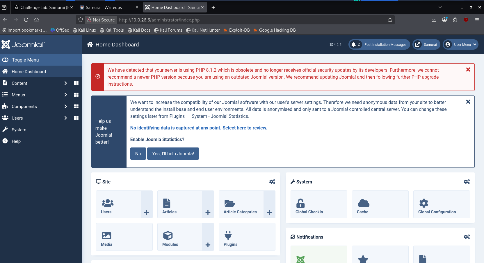 Panel Admin Joomla