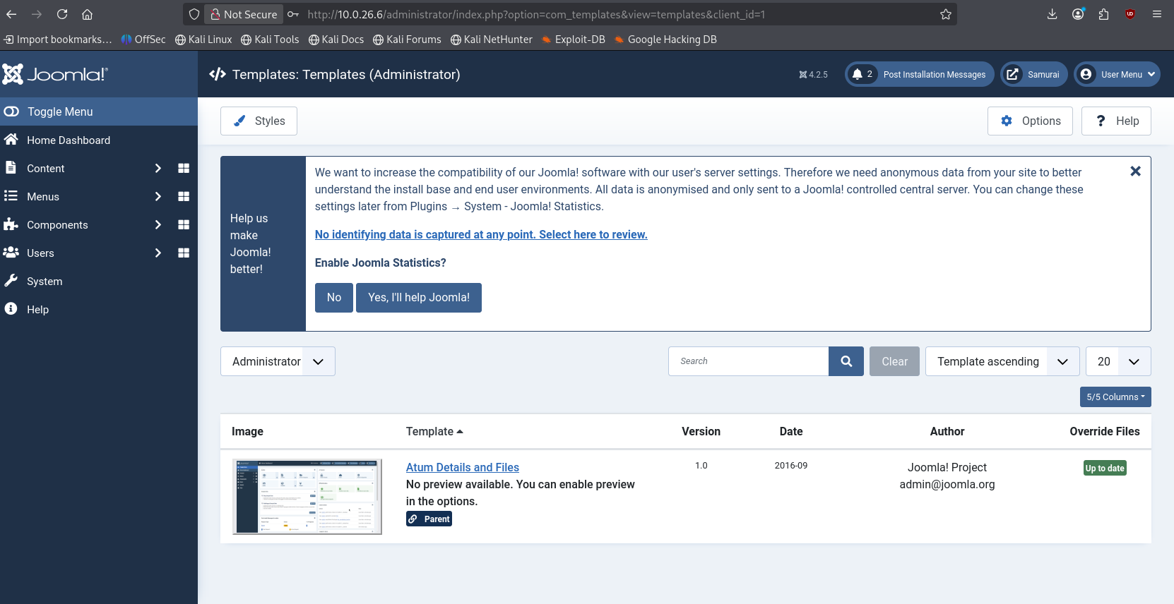 Gestion des templates Joomla