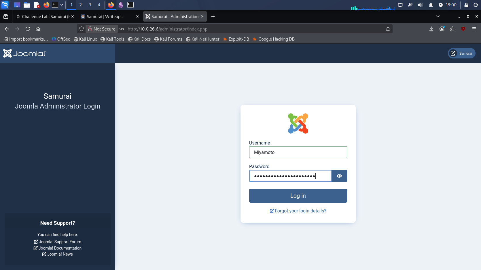 Connexion Joomla réussie