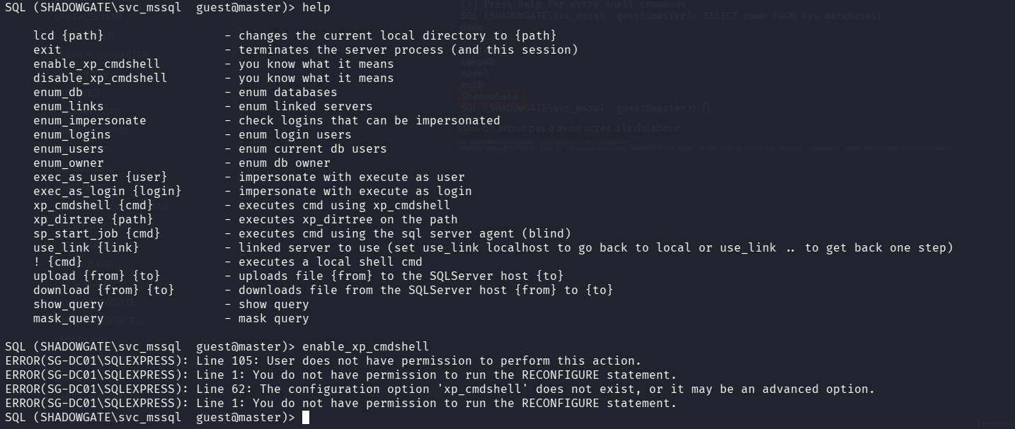 xp_cmdshell désactivé