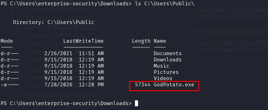 GodPotato.exe transféré